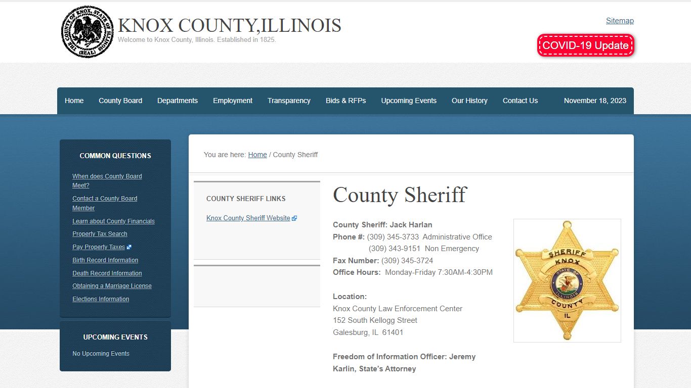 County Sheriff – Knox County,Illinois