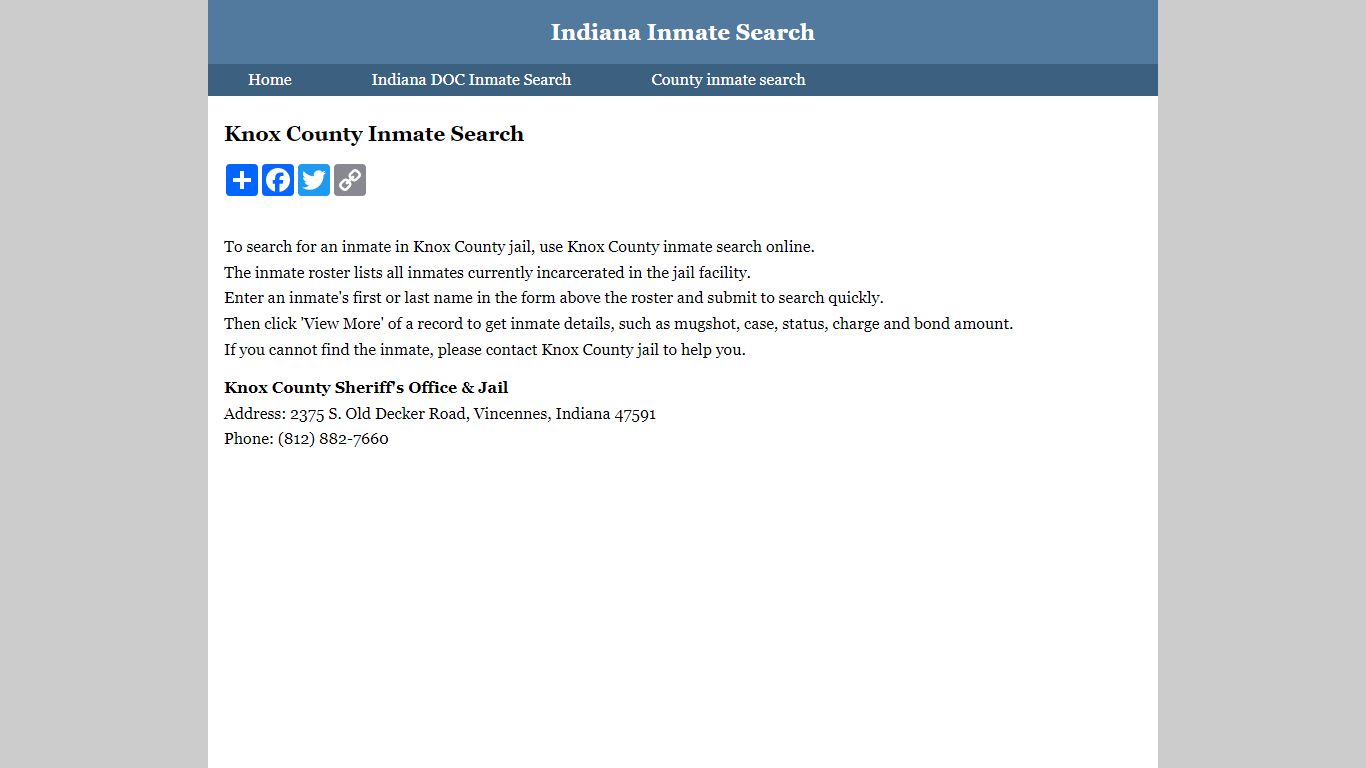 Knox County Inmate Search
