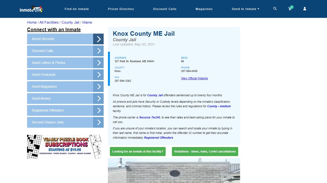 Knox County ME Jail - Inmate Locator - Rockland, ME
