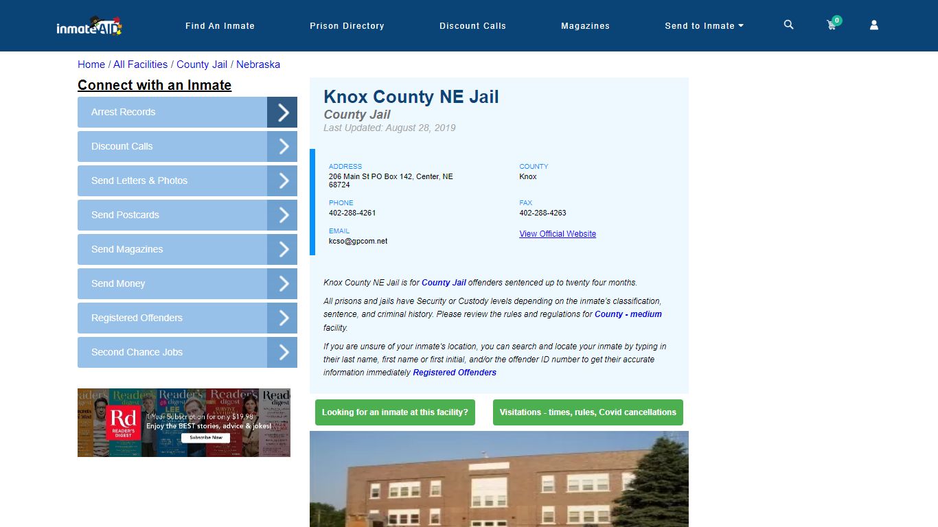 Knox County NE Jail - Inmate Locator - Center, NE