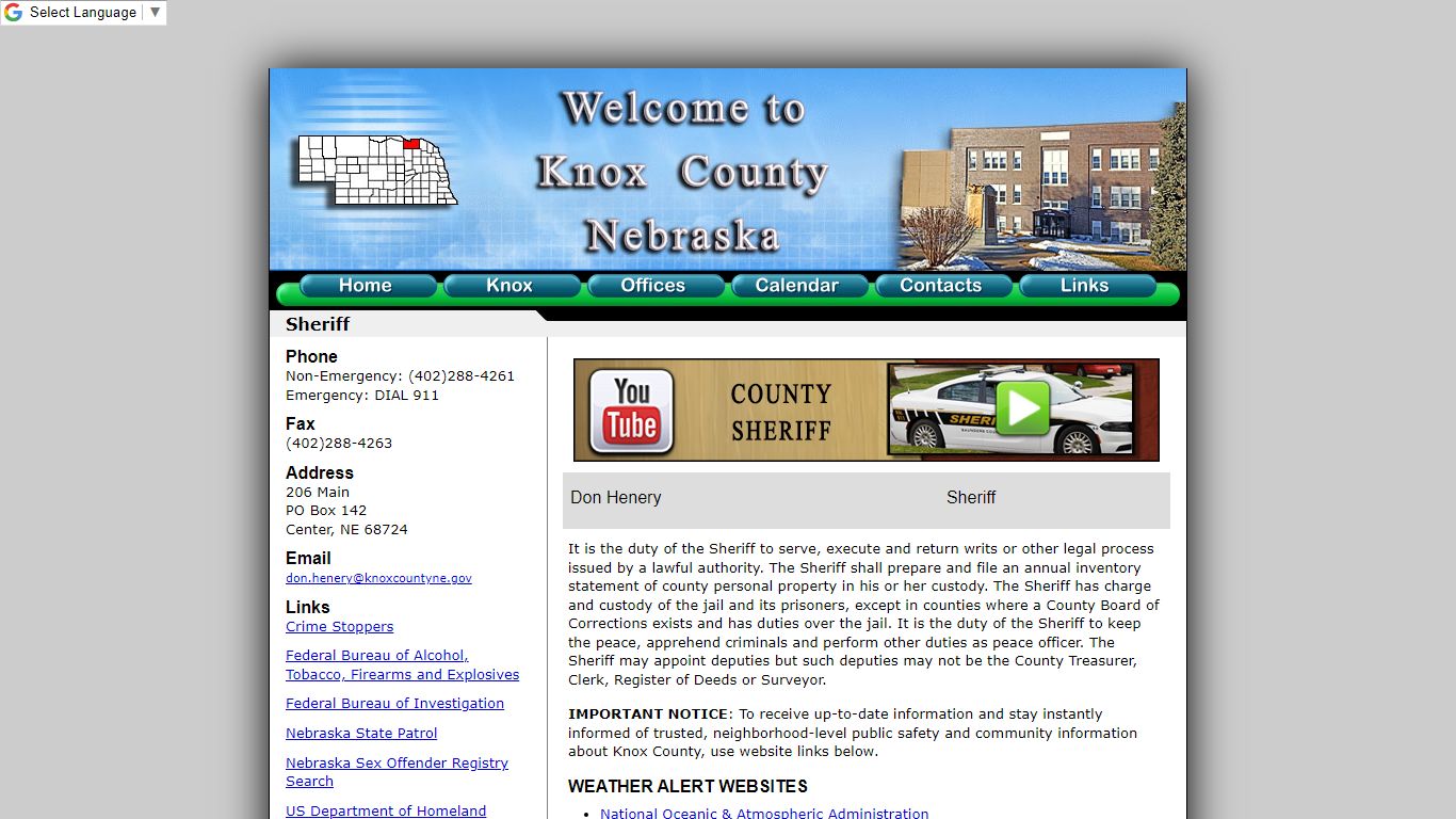 Sheriff - Knox County, Nebraska