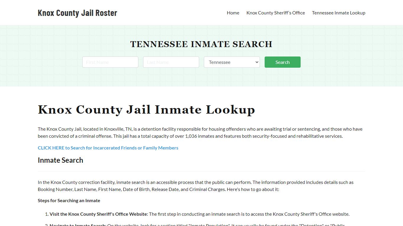 Knox County Jail Roster Lookup, TN, Inmate Search