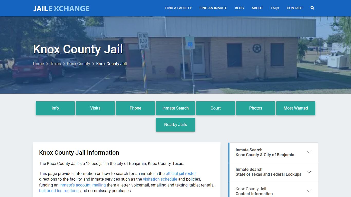 Knox County Jail, TX Inmate Search, Information