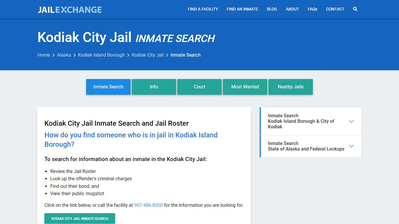 Inmate Search: Roster & Mugshots - Kodiak City Jail, AK