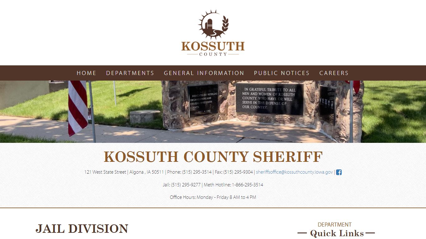 Kossuth County, Iowa | Jail Division