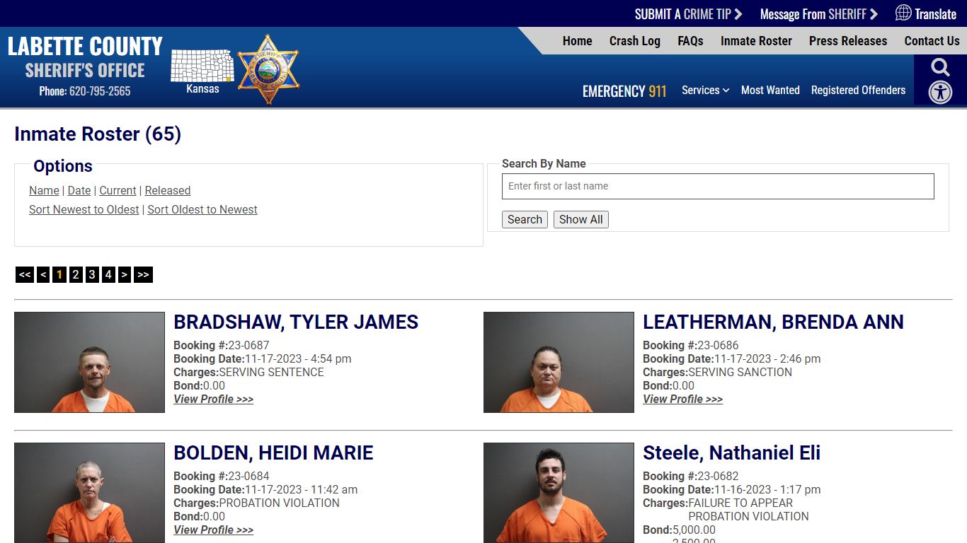 Inmate Roster (69) - Labette County Sheriff KS