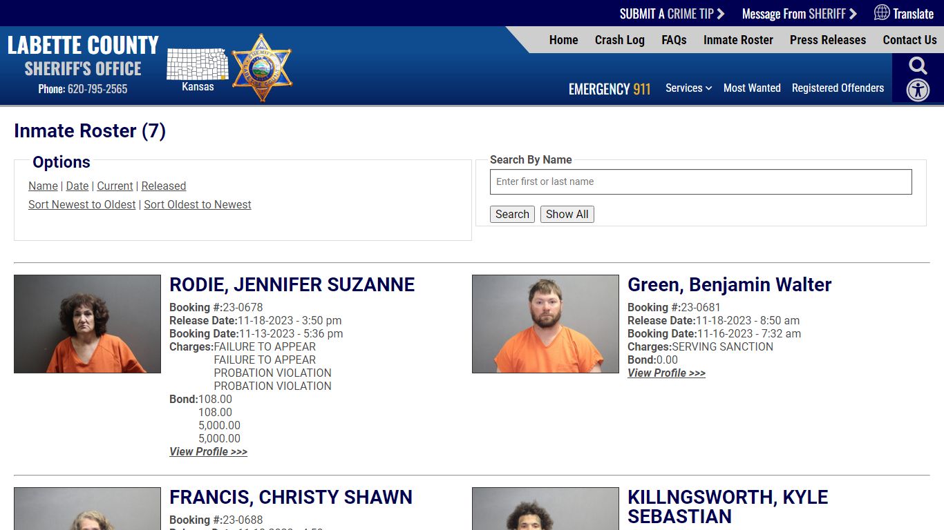 Inmate Roster (3) - Labette County Sheriff KS