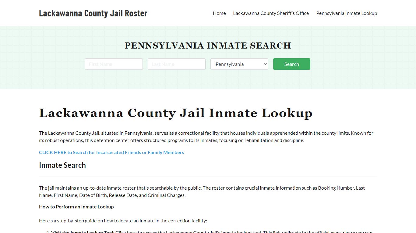 Lackawanna County Jail Roster Lookup, PA, Inmate Search