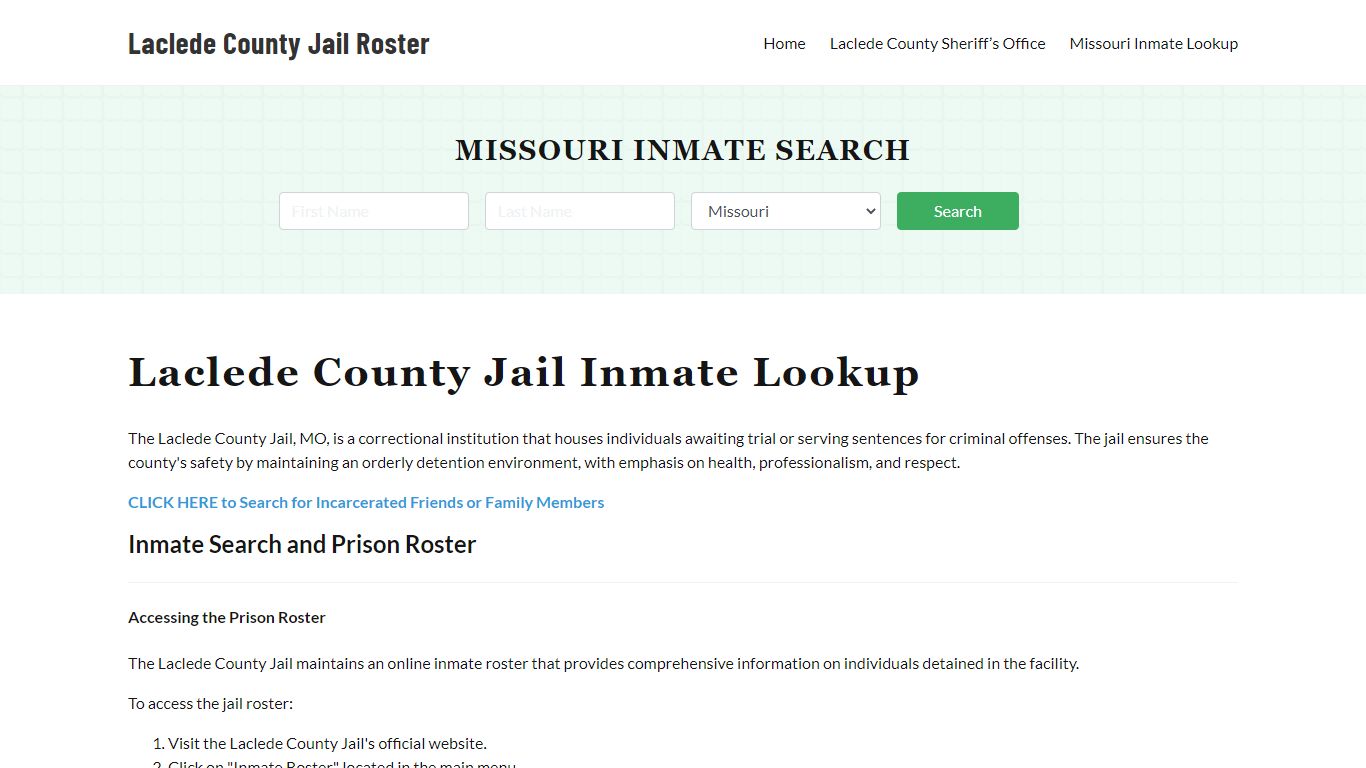 Laclede County Jail Roster Lookup, MO, Inmate Search
