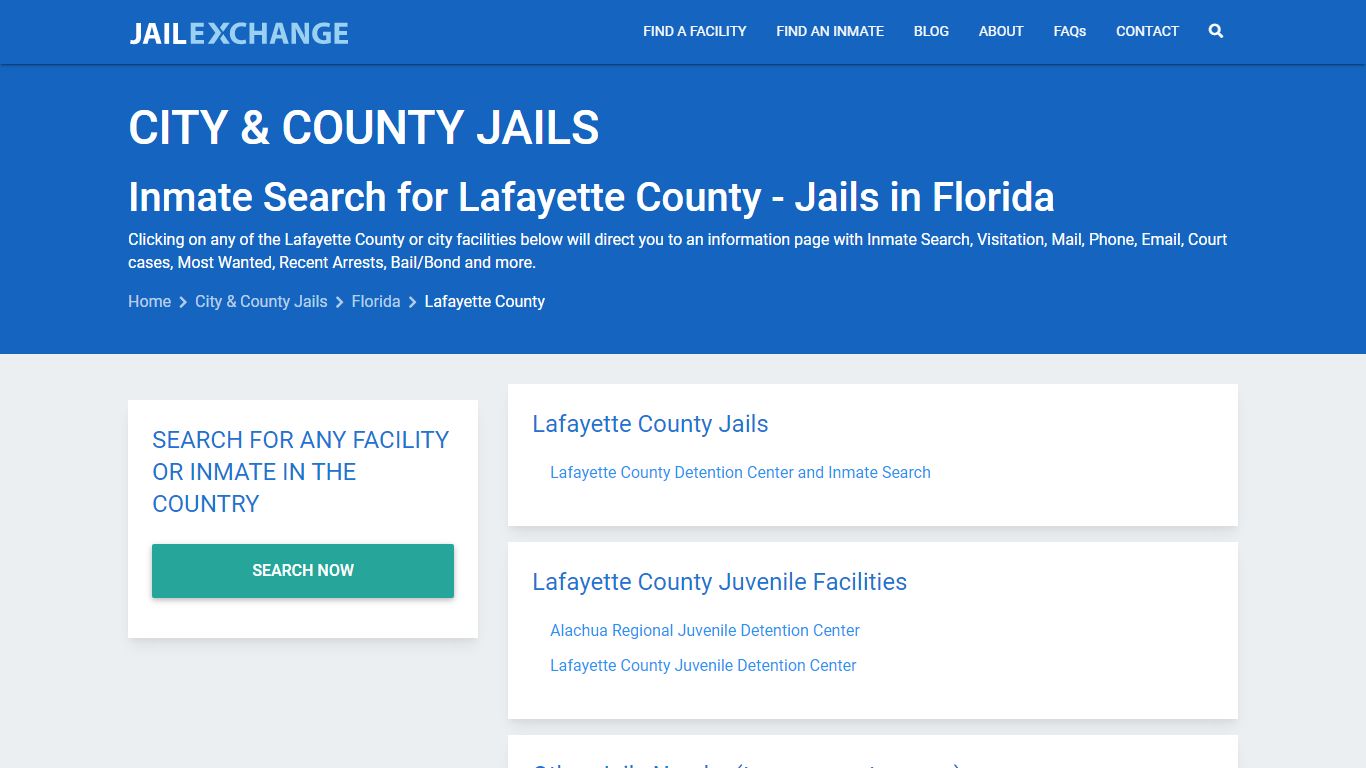 Inmate Search for Lafayette County | Jails in Florida - Jail Exchange