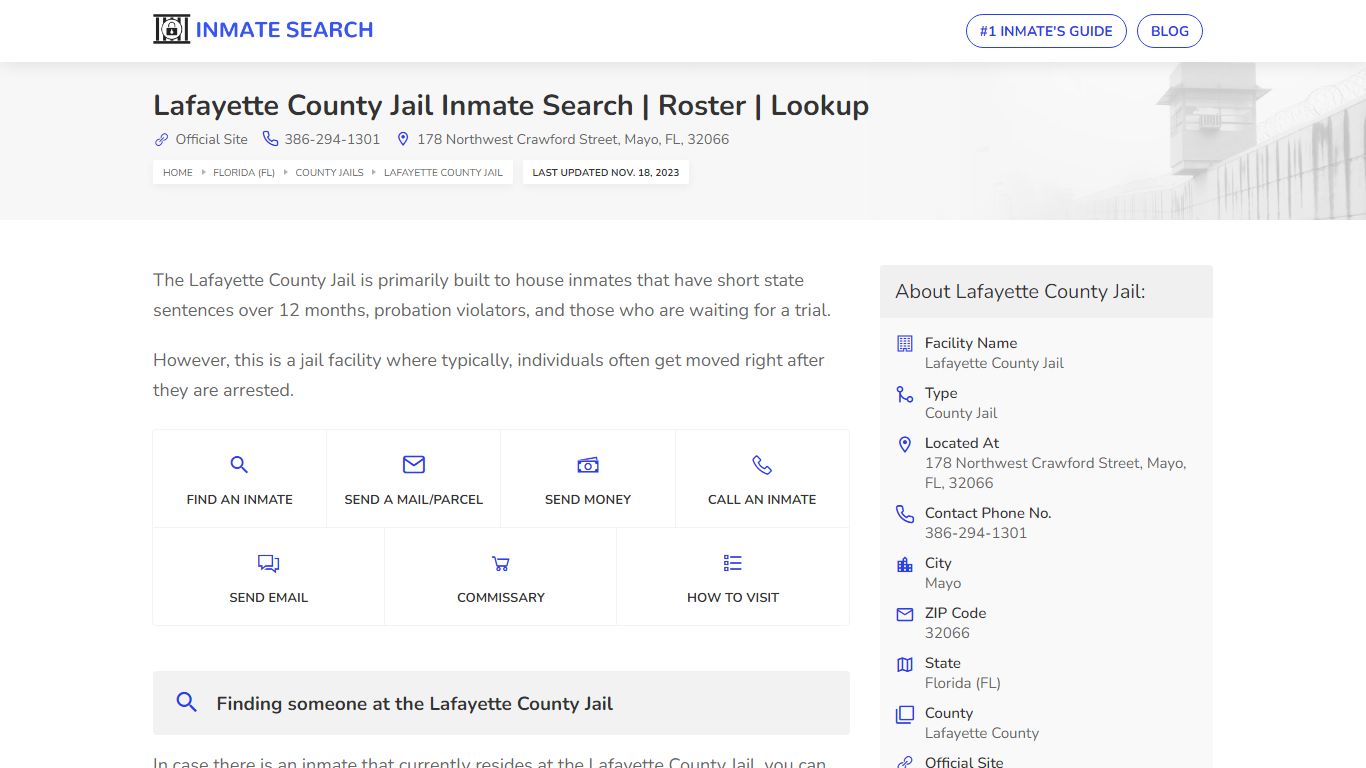 Lafayette County Jail Inmate Search | Roster | Lookup