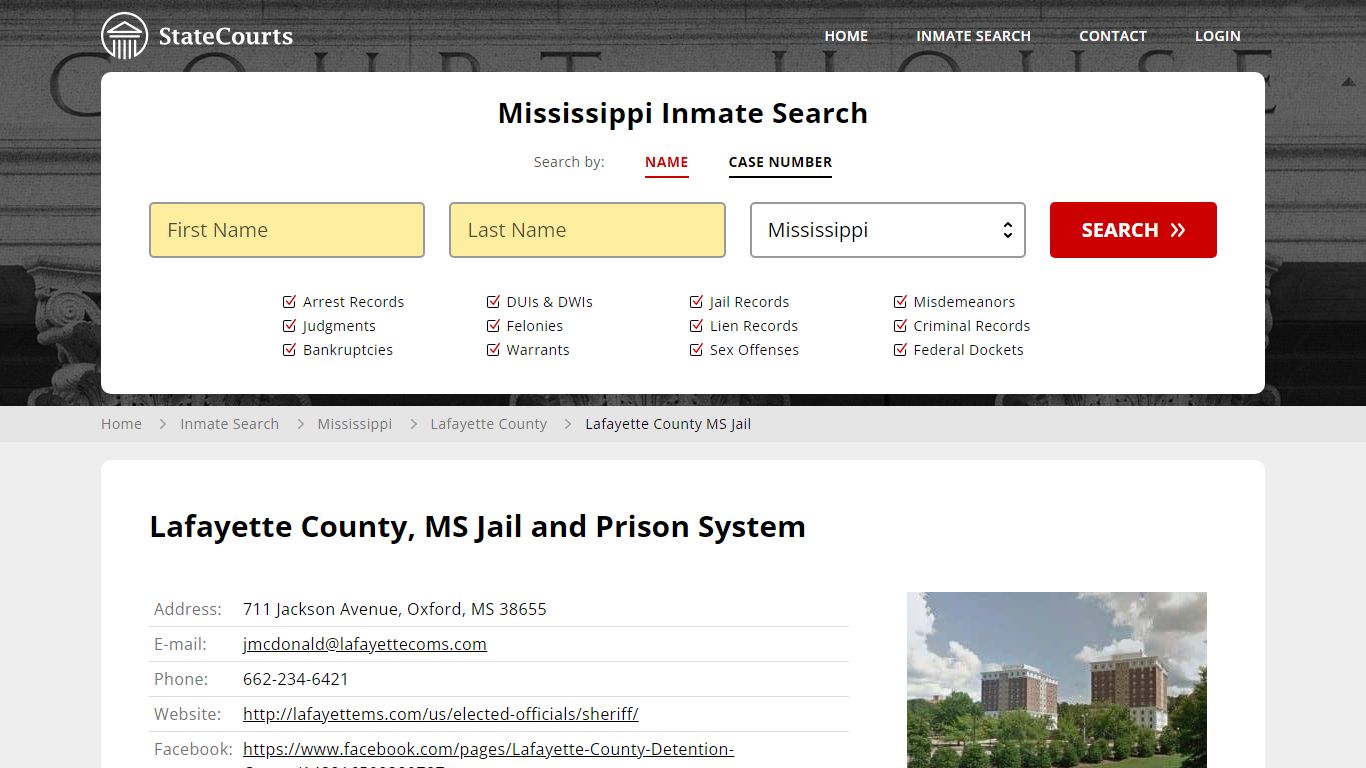 Lafayette County MS Jail Inmate Records Search, Mississippi - StateCourts