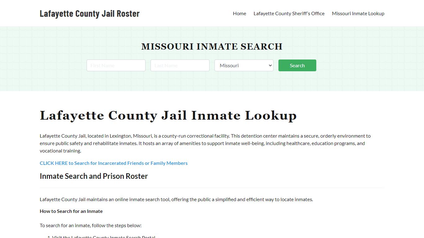 Lafayette County Jail Roster Lookup, MO, Inmate Search