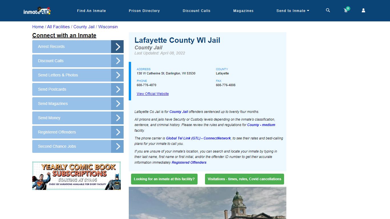 Lafayette County WI Jail - Inmate Locator - Darlington, WI