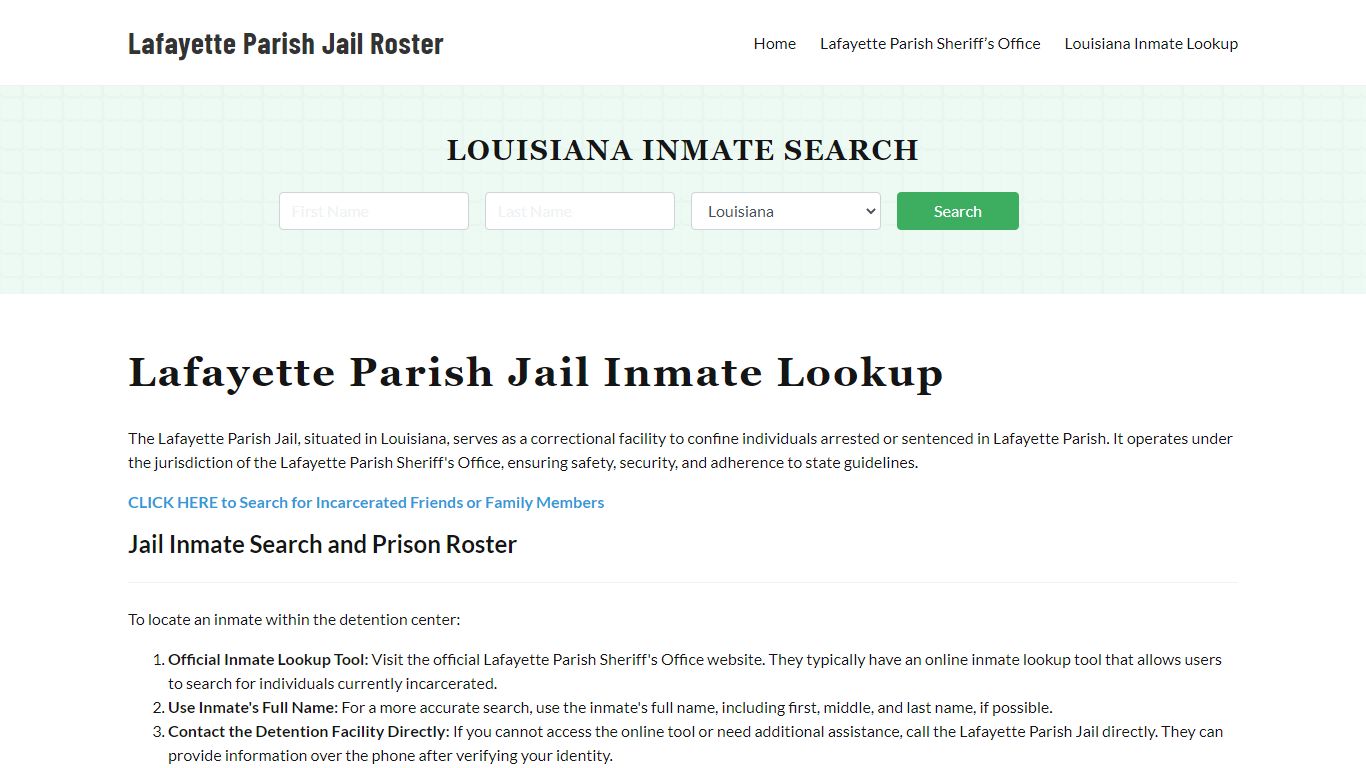 Lafayette Parish Jail Roster Lookup, LA, Inmate Search