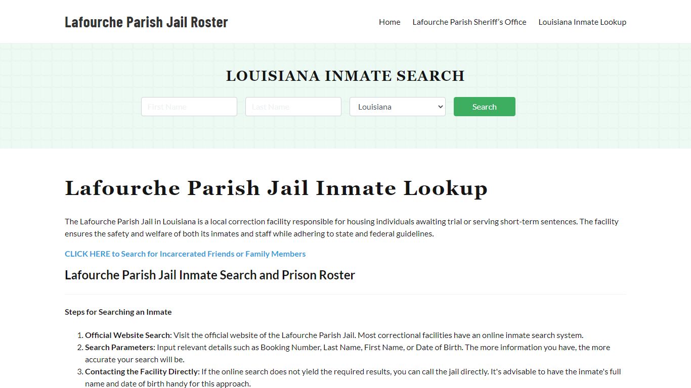 Lafourche Parish Jail Roster Lookup, LA, Inmate Search