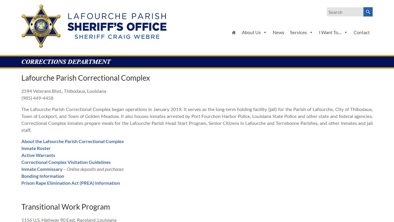 Corrections Department – Lafourche Parish Sheriff's Office