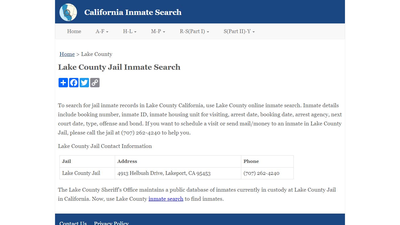 Lake County Jail Inmate Search