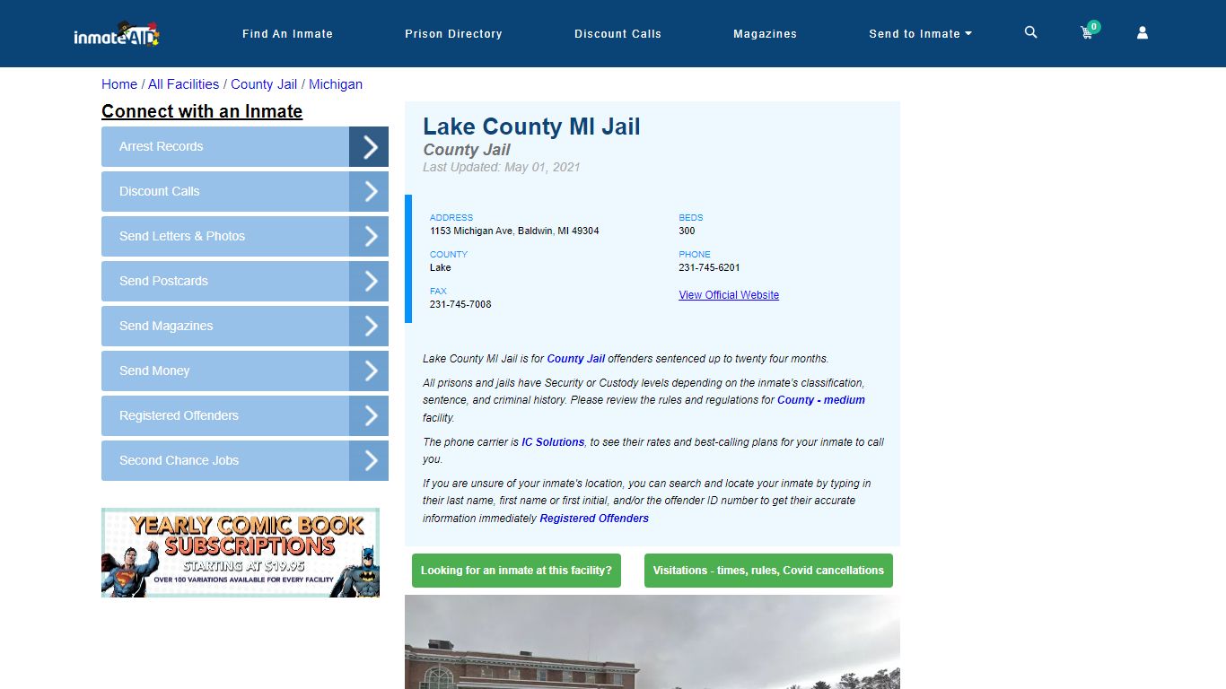 Lake County MI Jail - Inmate Locator - Baldwin, MI