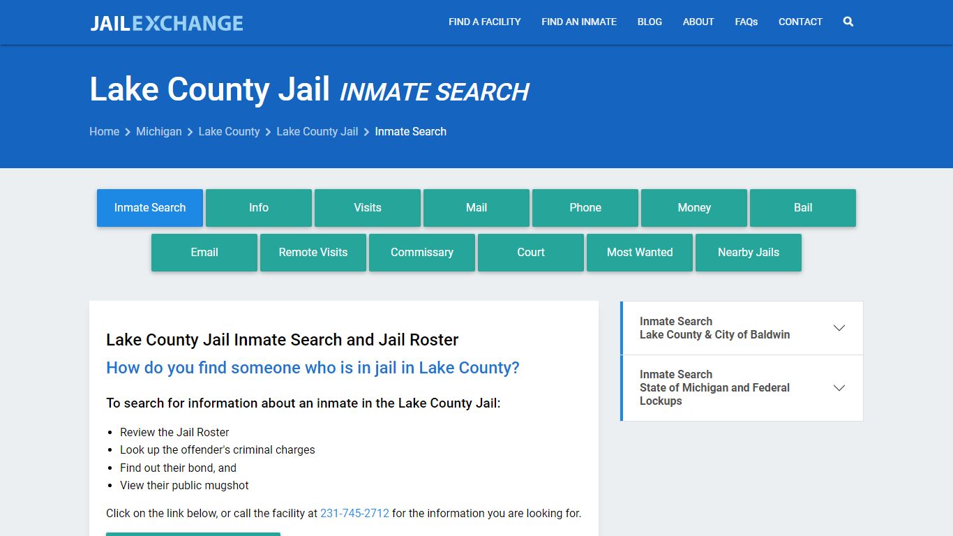 Inmate Search: Roster & Mugshots - Lake County Jail, MI