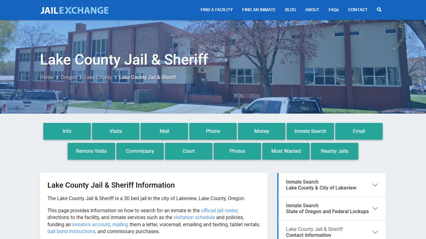 Lake County Jail & Sheriff, OR Inmate Search, Information