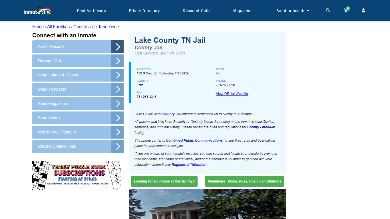 Lake County TN Jail - Inmate Locator - Tiptonville, TN