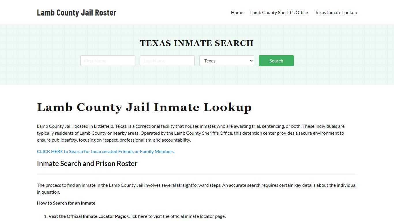 Lamb County Jail Roster Lookup, TX, Inmate Search