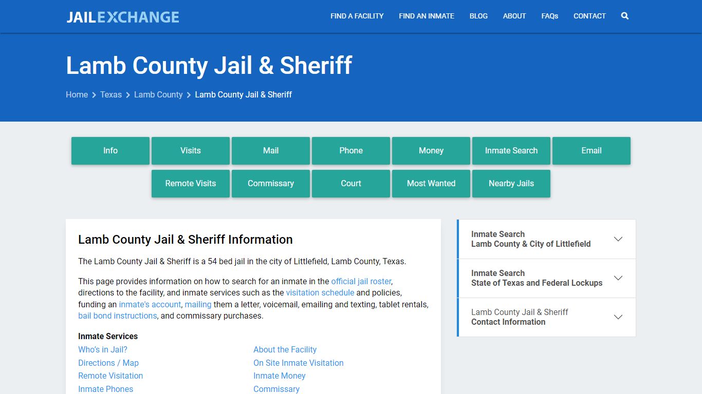 Lamb County Jail & Sheriff, TX Inmate Search, Information