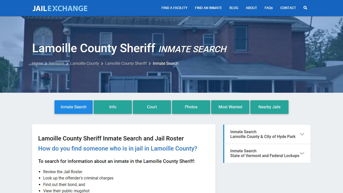 Inmate Search: Roster & Mugshots - Lamoille County Sheriff, VT