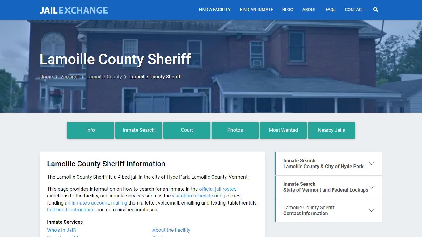 Lamoille County Jail & Sheriff, VT Inmate Search & Services