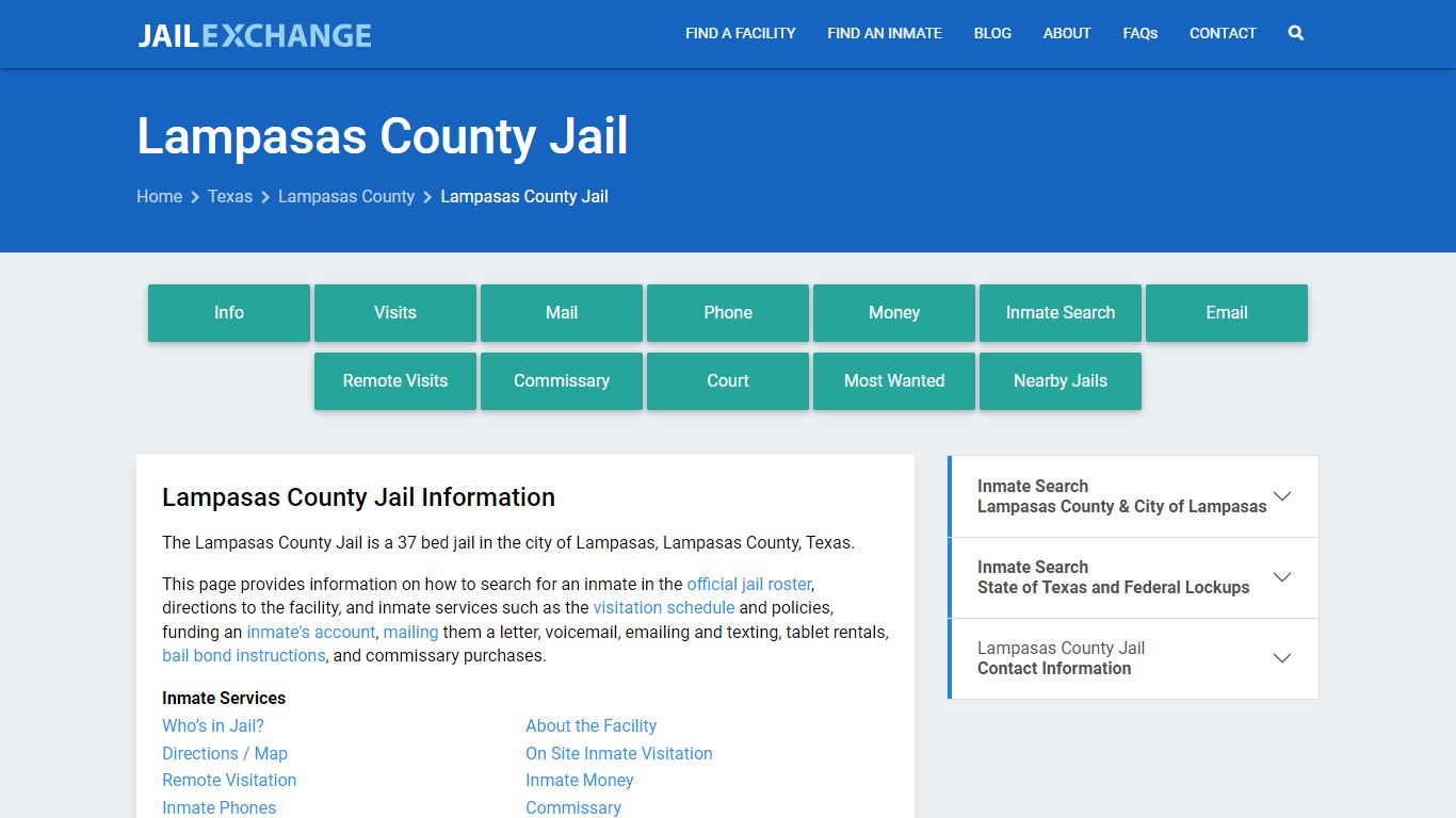Lampasas County Jail, TX Inmate Search, Information