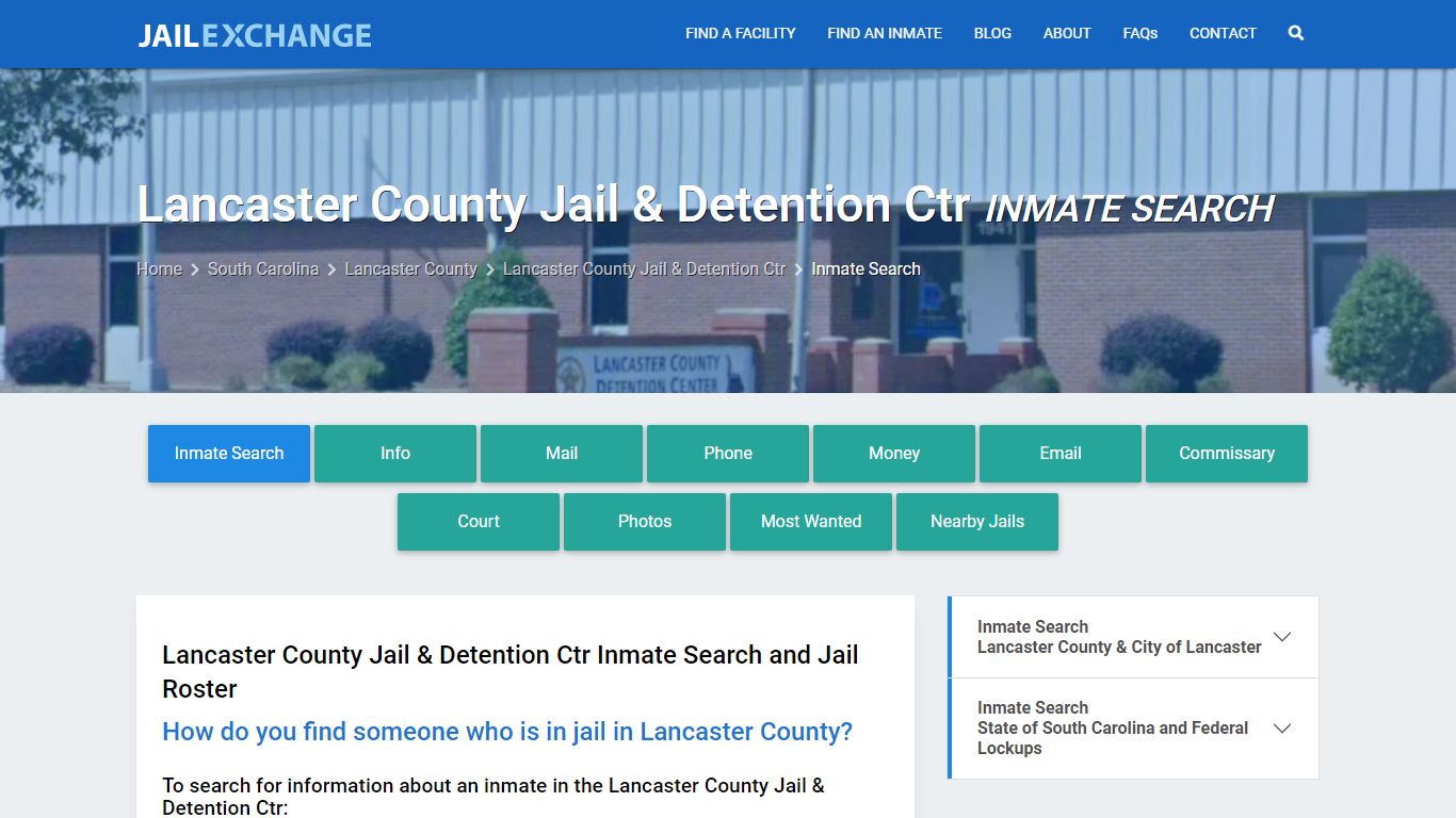 Lancaster County Jail & Detention Ctr Inmate Search