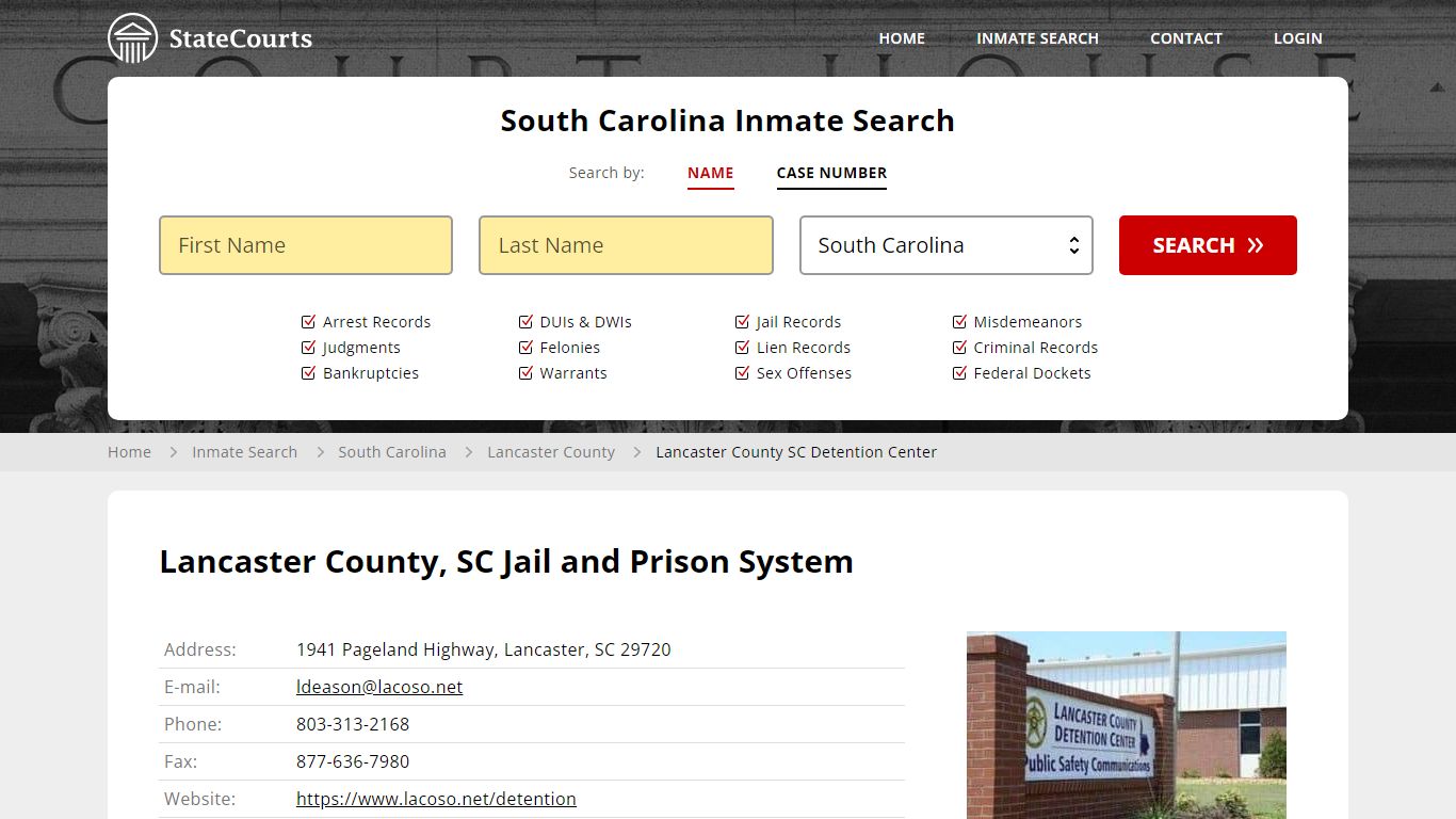 Lancaster County, SC Jail and Prison System - State Courts