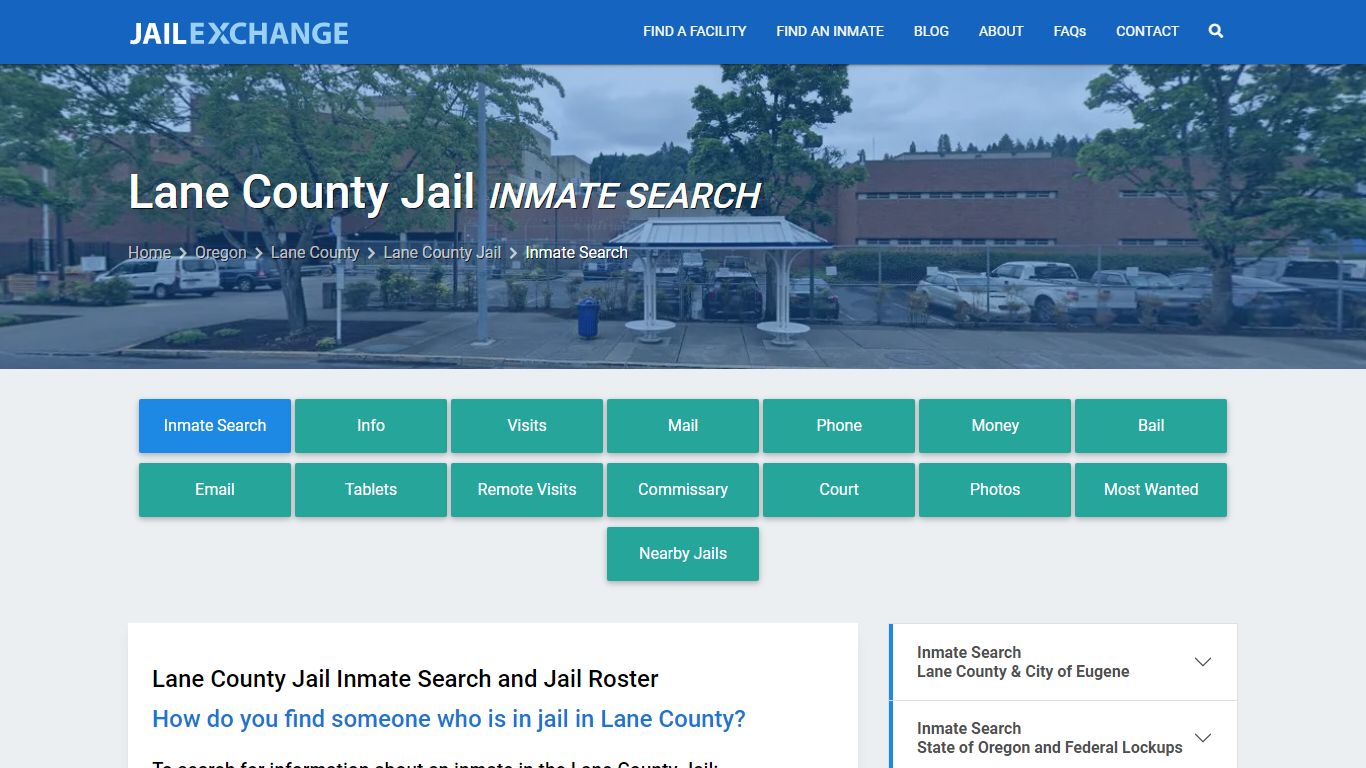 Lane County Jail Inmate Search - Jail Exchange