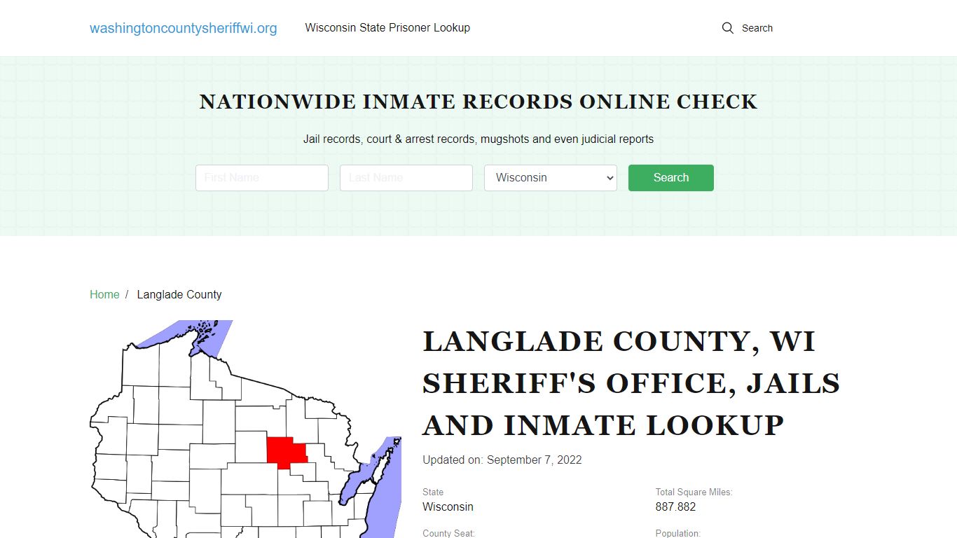 Langlade County WI Sheriff's Office, Jails and Inmate Lookup