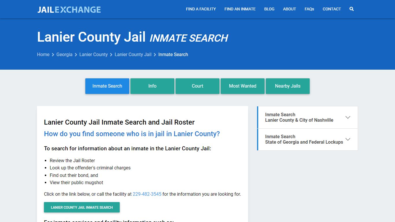 Inmate Search: Roster & Mugshots - Lanier County Jail, GA