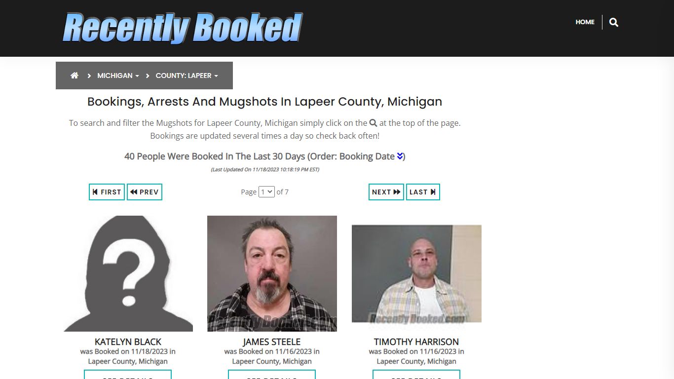 Recent bookings, Arrests, Mugshots in Lapeer County, Michigan