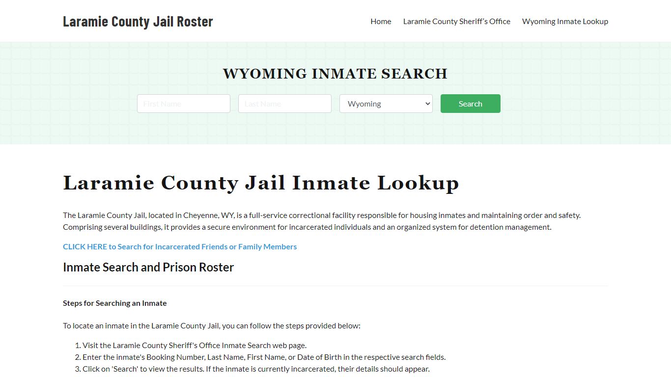 Laramie County Jail Roster Lookup, WY, Inmate Search