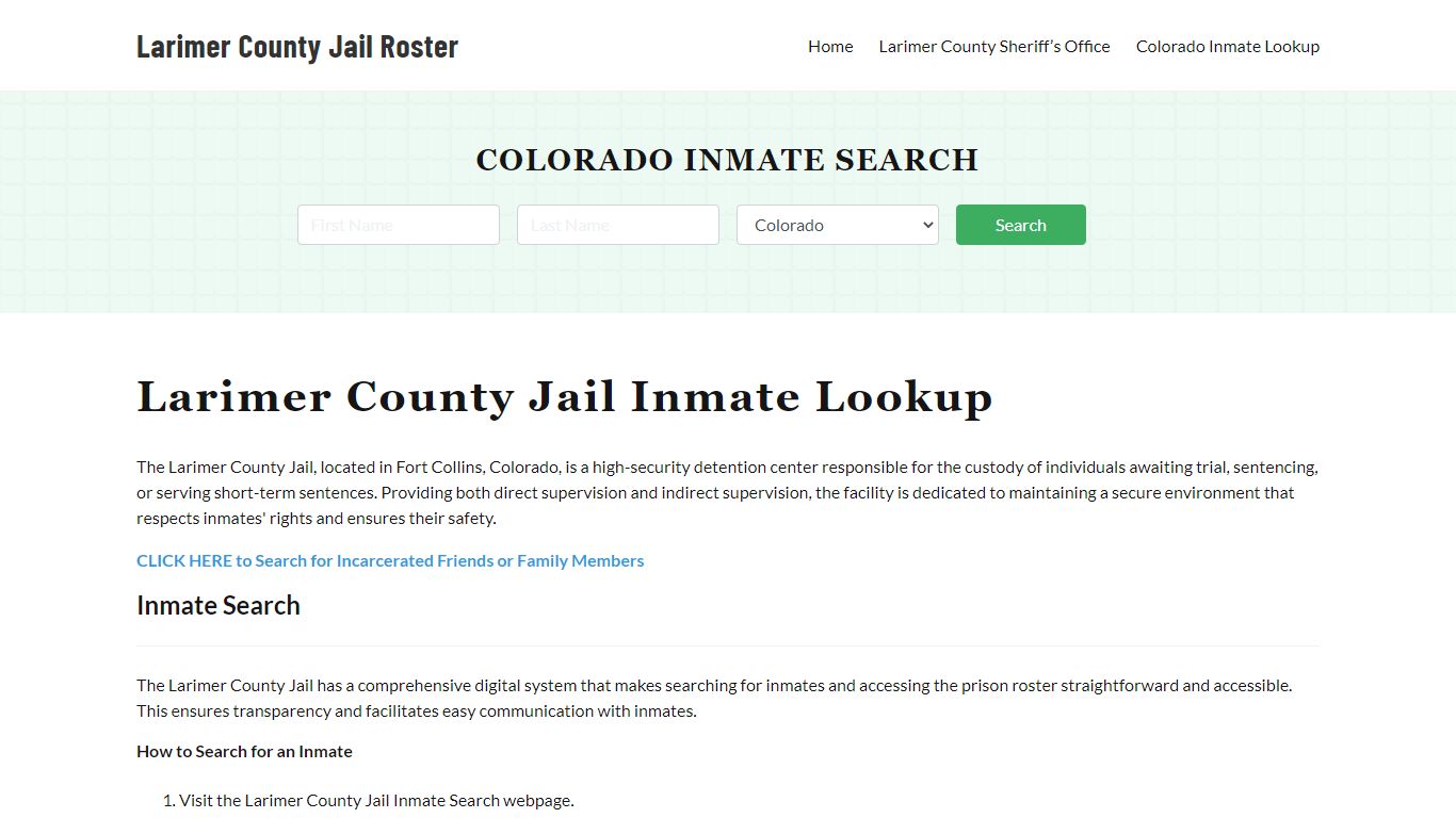Larimer County Jail Roster Lookup, CO, Inmate Search