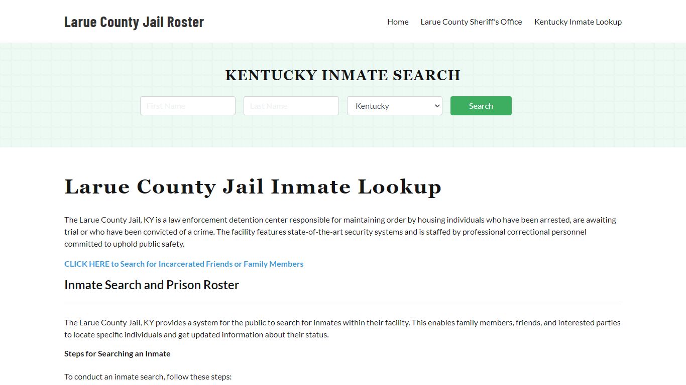 Larue County Jail Roster Lookup, KY, Inmate Search