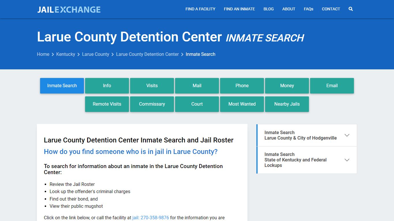 Larue County Detention Center Inmate Search - Jail Exchange
