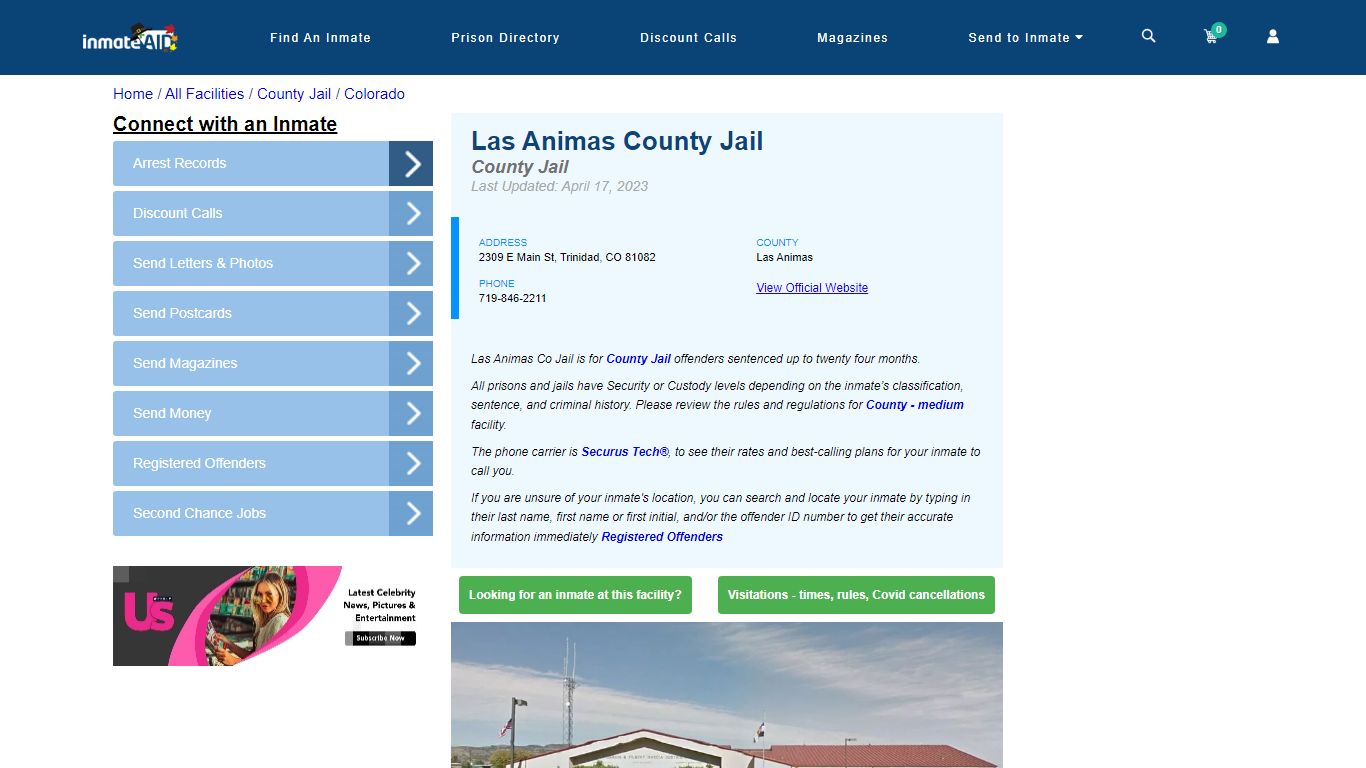Las Animas County Jail - Inmate Locator - Trinidad, CO