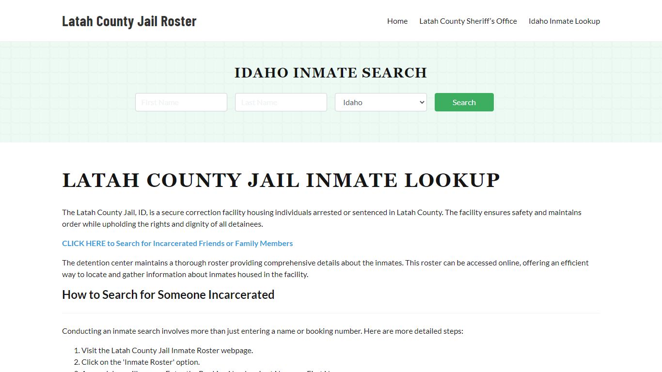 Latah County Jail Roster Lookup, ID, Inmate Search