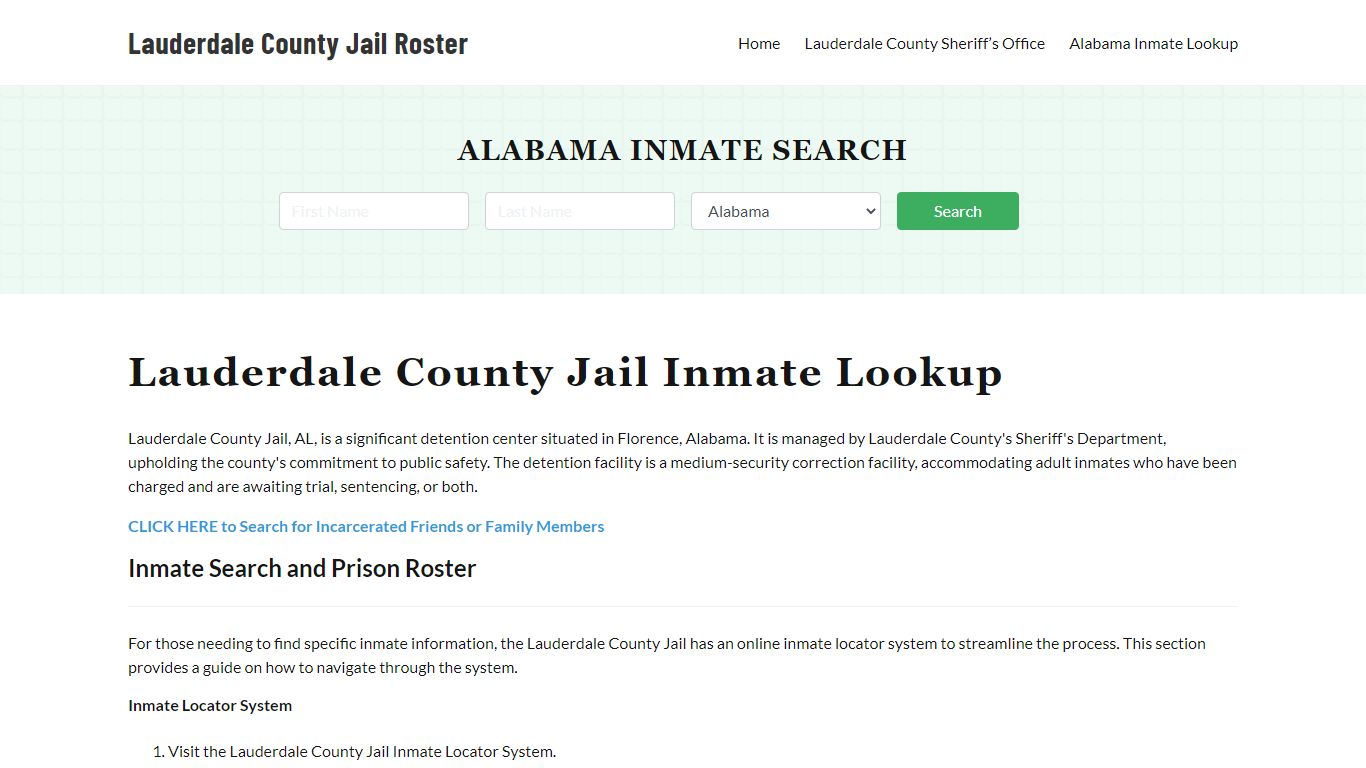 Lauderdale County Jail Roster Lookup, AL, Inmate Search