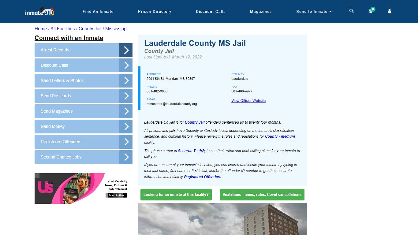 Lauderdale County MS Jail - Inmate Locator - Meridan, MS