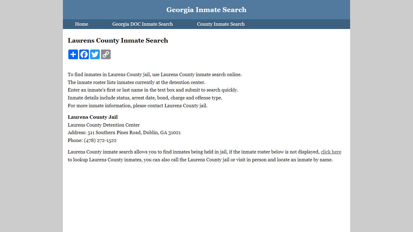 Laurens County Inmate Search