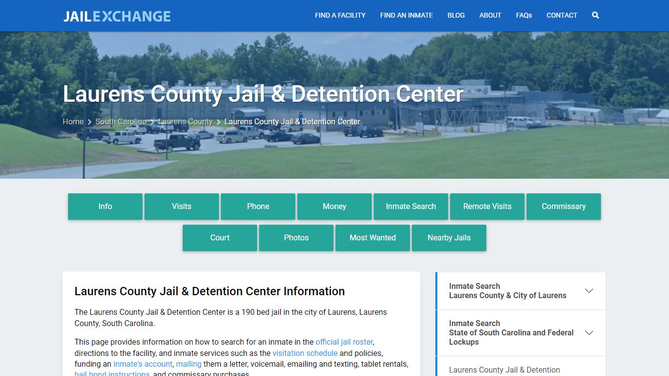 Laurens County Jail & Detention Center, SC Inmate Search, Information