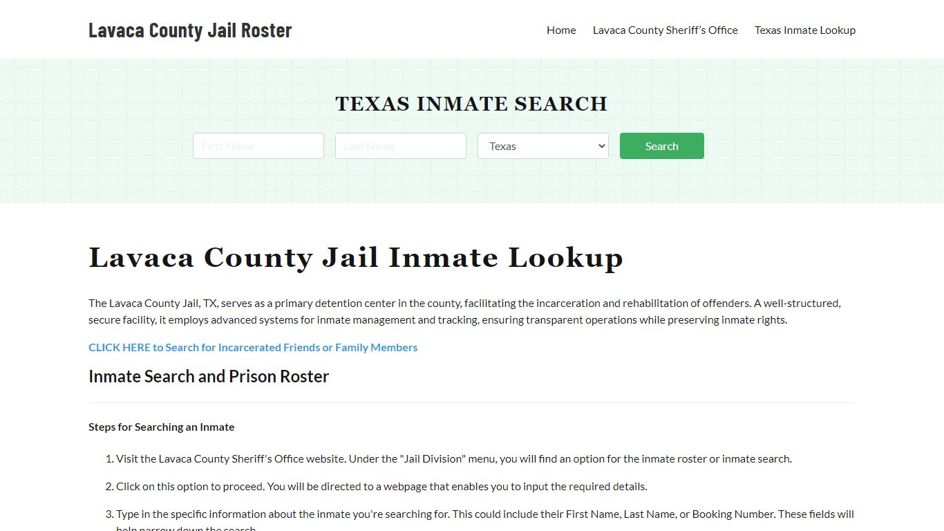 Lavaca County Jail Roster Lookup, TX, Inmate Search