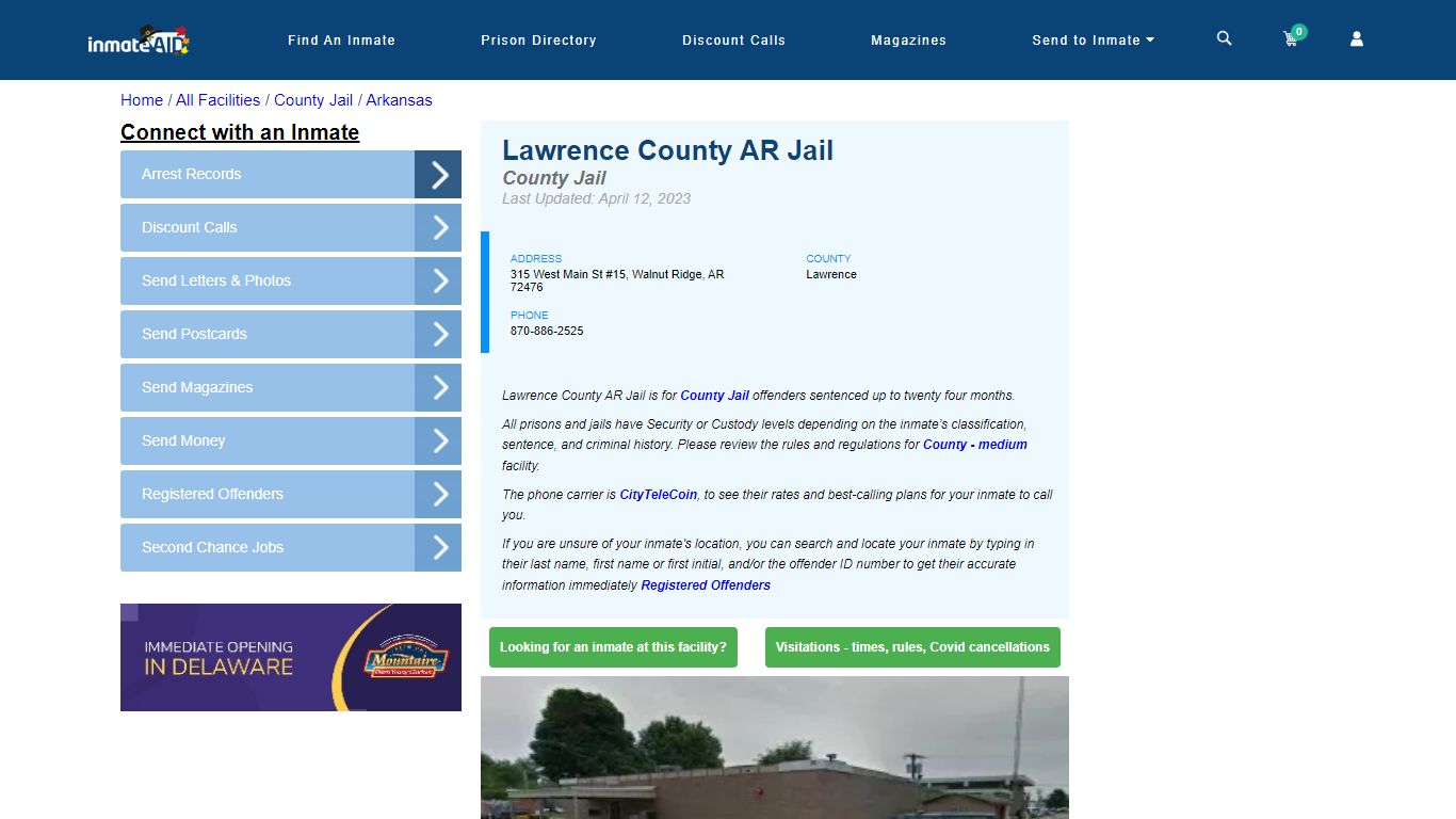 Lawrence County AR Jail - Inmate Locator - Walnut Ridge, AR