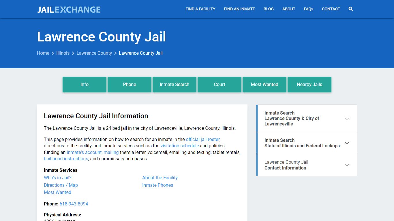 Lawrence County Jail, IL Inmate Search, Information